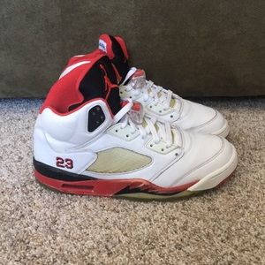 Air Jordan 5 Fire Red White Size 9 - Worn